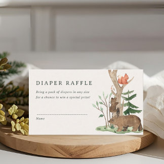 Carte D'accompagnement Rustic Winter Woodland Baby Shower Diaper Raffle