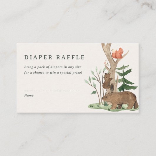 Carte D'accompagnement Rustic Winter Woodland Baby Shower Diaper Raffle (Devant)