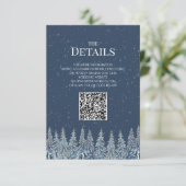 Carte D'accompagnement Rustic Winter Woods Wedding QR code Details Insert (Debout devant)