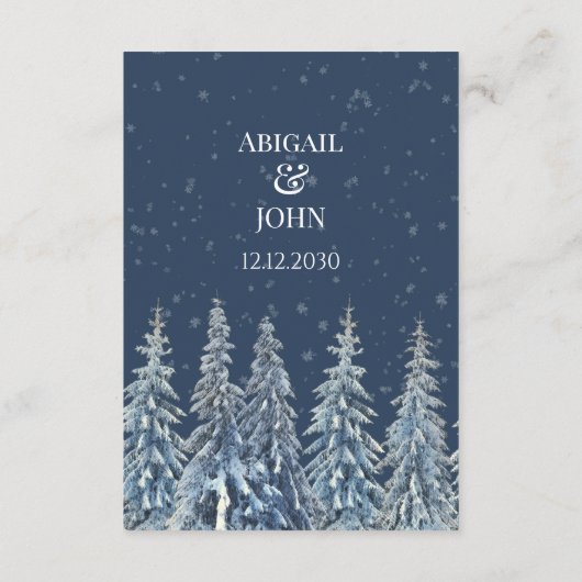 Carte D'accompagnement Rustic Winter Woods Wedding QR code Details Insert (Dos)