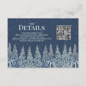 Carte D'accompagnement Rustic Winter Woods Wedding QR code Details Insert (Devant)
