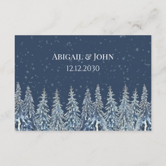 Carte D'accompagnement Rustic Winter Woods Wedding QR code Details Insert (Dos)