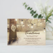 Carte D'accompagnement Rustic Winter Xmas Lumières Arbre Direction Mariag (Debout devant)