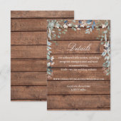 Carte D'accompagnement Rustic Wood Fleurs sauvages Floral Détails du Mari (Devant / Derrière)
