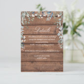 Carte D'accompagnement Rustic Wood Fleurs sauvages Floral Détails du Mari (Debout devant)