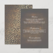 Carte D'accompagnement Rustic Wood Gold Confetti Détails du Mariage (Devant / Derrière)