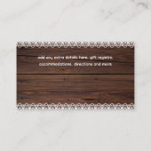 Carte D'accompagnement Rustic Wood Lace QR CODE Mariage Détails du site w (Dos)