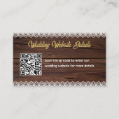 Carte D'accompagnement Rustic Wood Lace QR CODE Mariage Détails du site w (Devant)