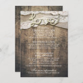 Carte D'accompagnement Rustic Wood Love Rope Détails du Mariage Informati (Devant / Derrière)