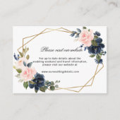 Carte D'accompagnement Rustic Wood Navy Blush Site géométrique Détails (Devant)