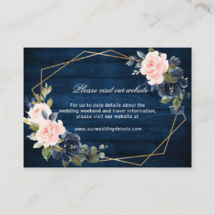 Carte D'accompagnement Rustic Wood Navy Blush Site géométrique Détails