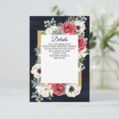 Carte D'accompagnement Rustic Wood Navy Burgundy Gold Floral Mariage (Debout devant)
