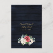 Carte D'accompagnement Rustic Wood Navy Burgundy Gold Floral Mariage (Dos)