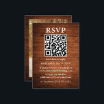 Carte D'accompagnement Rustic Wood Photo QR Wedding RSVP<br><div class="desc">Carte RSVP de mariage en bois rustique avec votre code QR. Photo De Retour.</div>