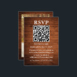 Carte D'accompagnement Rustic Wood Photo QR Wedding RSVP<br><div class="desc">Carte RSVP de mariage en bois rustique avec votre code QR. Photo De Retour.</div>