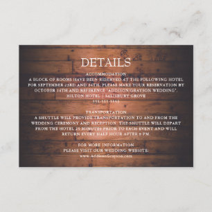 Carte D'accompagnement Rustic Wood String Lights Mariage détails