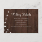 Carte D'accompagnement Rustic wood string lights wedding guest details (Devant)