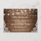 Carte D'accompagnement Rustic Wood Twinkle Lights Lace Détails du Mariage (Devant)