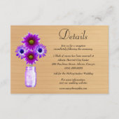 Carte D'accompagnement Rustic Wood violet Floral Mason Jar Mariage Détail (Devant)