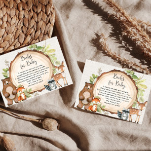 Carte D'accompagnement Rustic Woodland animaux demander baby shower E