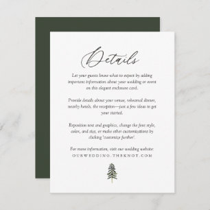 Carte D'accompagnement Rustic Woodland Pine Trees Détails du Mariage