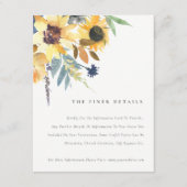 Carte D'accompagnement Rustic Yellow Navy Sunflower Floral Mariage Détail (Devant)