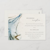 Carte D'accompagnement Rustique Abstrait Blue Gold Beachy Réception de ma (Devant / Derrière)