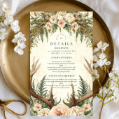 Carte D'accompagnement Rustique Antler Woodland Floral Mariage