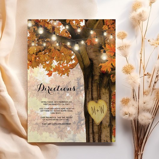 Carte D'accompagnement Rustique Automne Lumières Arbre d'automne Mariage