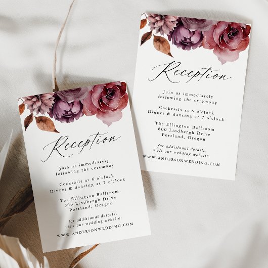 Carte D'accompagnement Rustique Automne Marsala Floral Mariage Réception