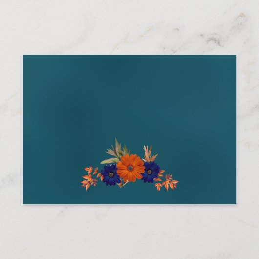 Carte D'accompagnement Rustique Automne Orange Marine Blue Mariage Récept (Dos)