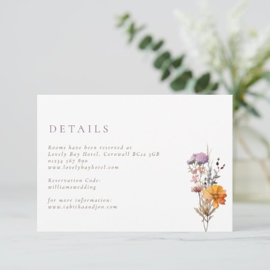 Carte D'accompagnement Rustique Automne Orange & Purple Fleur sauvage Mar (Debout devant)