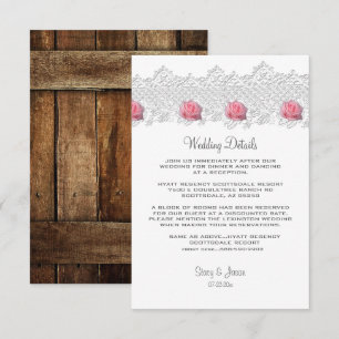 Carte D'accompagnement Rustique Barnwood & Lace Mariage
