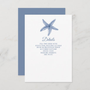 Carte D'accompagnement Rustique Blue Starfish Marine Ocean Beach Mariage