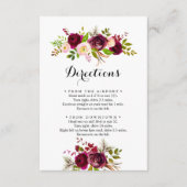Carte D'accompagnement Rustique Blush Bourgogne Floral Directions Mariage (Devant)