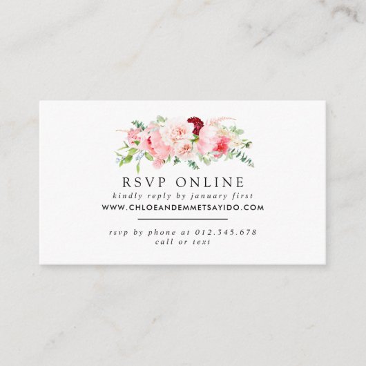 Carte D'accompagnement Rustique Blush Pink Mariage site Web RSVP (Devant)