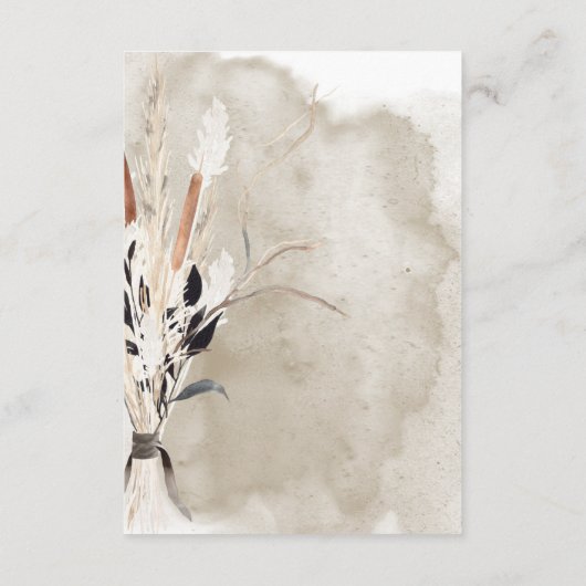 Carte D'accompagnement Rustique Boho Bouquet Réception moderne (Dos)