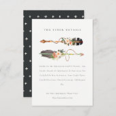 Carte D'accompagnement Rustique Boho Feather Floral Flèche Détails du Mar (Devant / Derrière)