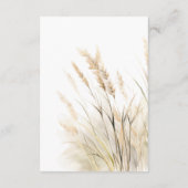 Carte D'accompagnement Rustique Boho séché Tan Grass Détails du Mariage (Dos)