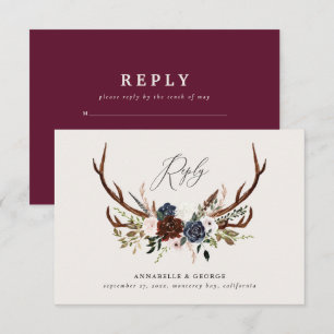 Carte D'accompagnement Rustique bordeaux mariage botanique floral