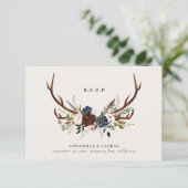 Carte D'accompagnement Rustique bordeaux mariage botanique floral (Debout devant)