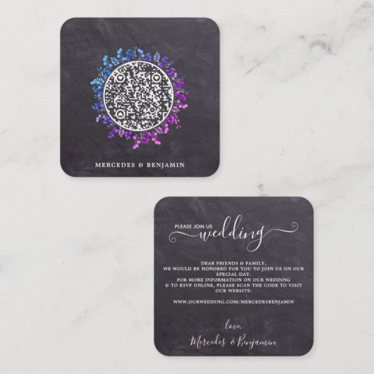 Carte D'accompagnement Rustique Botanique Eucalyptus QR Code Mariage Invi (Devant / Derrière)