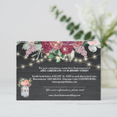 Carte D'accompagnement Rustique Bourgogne Mason Jar Lights Détails du Mar (Debout devant)