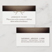 Carte D'accompagnement Rustique Burlap Bow, billet d'entrée (Devant / Derrière)