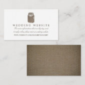 Carte D'accompagnement Rustique Burlap Mason Jar Site Mariage (Devant / Derrière)