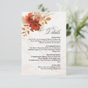 Carte D'accompagnement Rustique Burnt Orange Terracotta Élégant Mariage