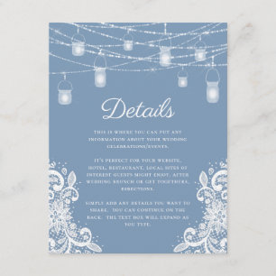 Carte D'accompagnement Rustique Dusty Blue Lights Détails du Mariage