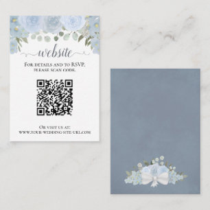 Carte D'accompagnement Rustique Dusty Blue Rose site Mariage QR Code