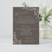 Carte D'accompagnement Rustique Elegant Mocha Script Fleur sauvage Mariag (Debout devant)