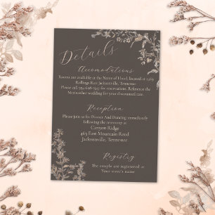 Carte D'accompagnement Rustique Elegant Mocha Script Fleur sauvage Mariag
